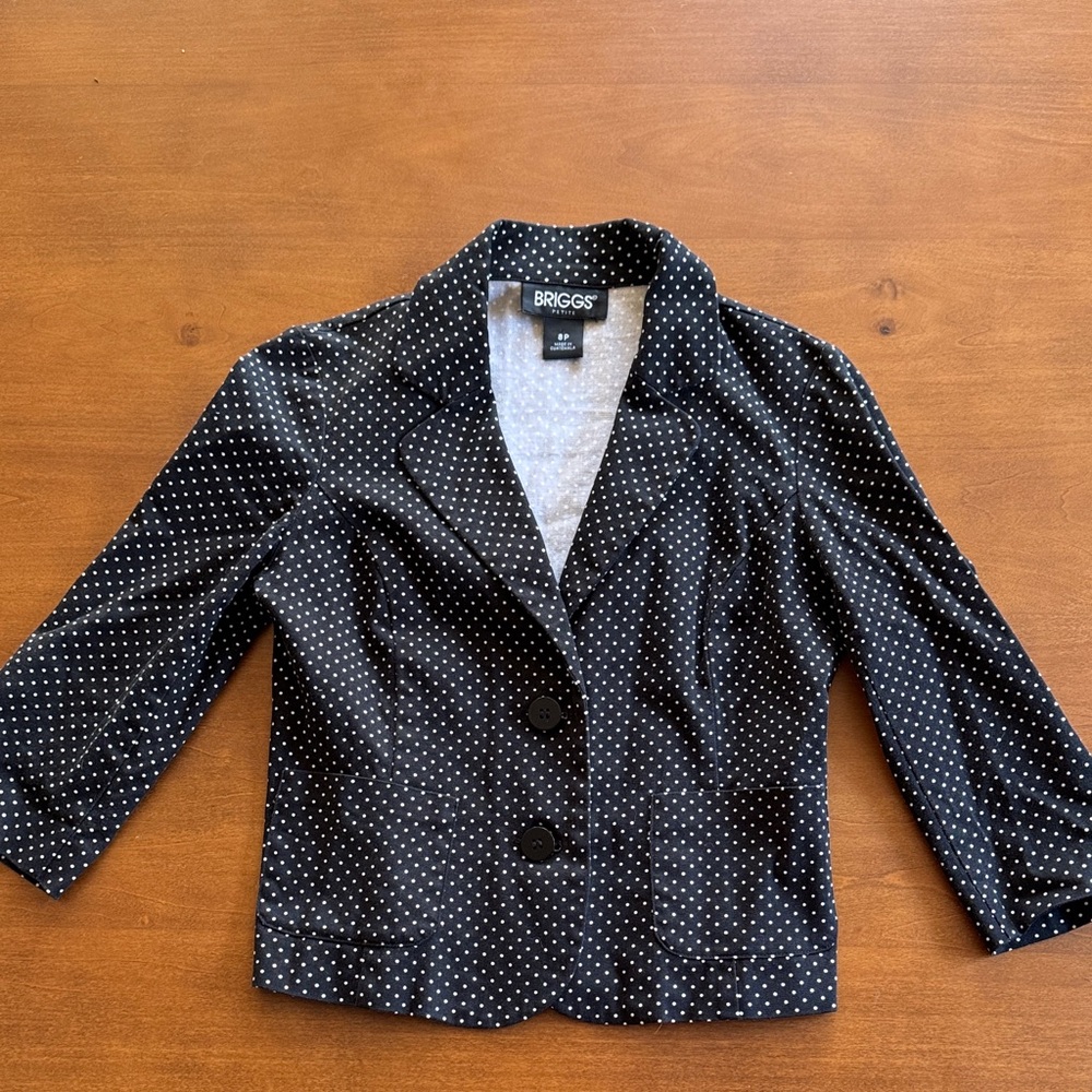 Briggs New York Women's Black and White Polka Dot Blazer